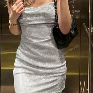 SHEIN Silver Sequin Mini Bodycon Dress
